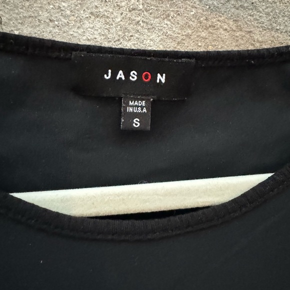 Jason black tunic top. Asymmetrical with pleats in back. Size small. - Picture 2 of 3